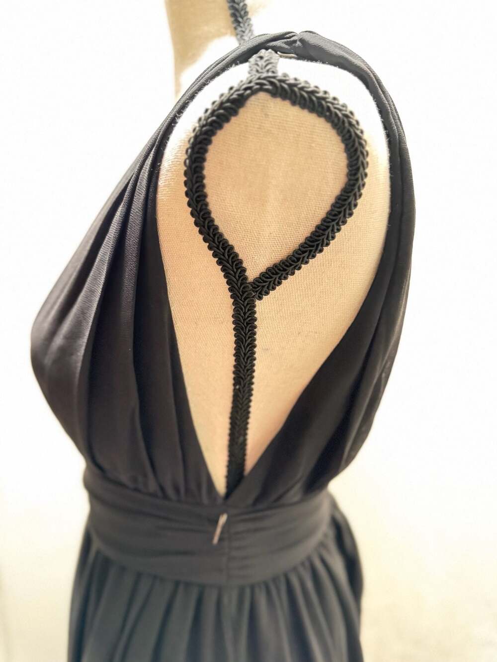 Lulus Heavenly Hues Black Maxi Dress Deep V-Neck Braided Back Bridal Party Dress - Picture 4 of 11